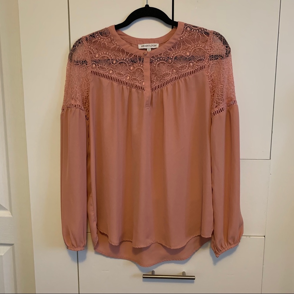 Heartloom Blush Lace Long Sleeve Top